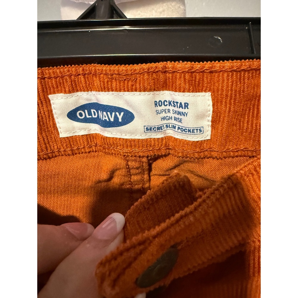 Old Navy Rockstar Super Skinny High Rise Corduroy Pants Rust Orange Size 2 - Picture 3 of 7